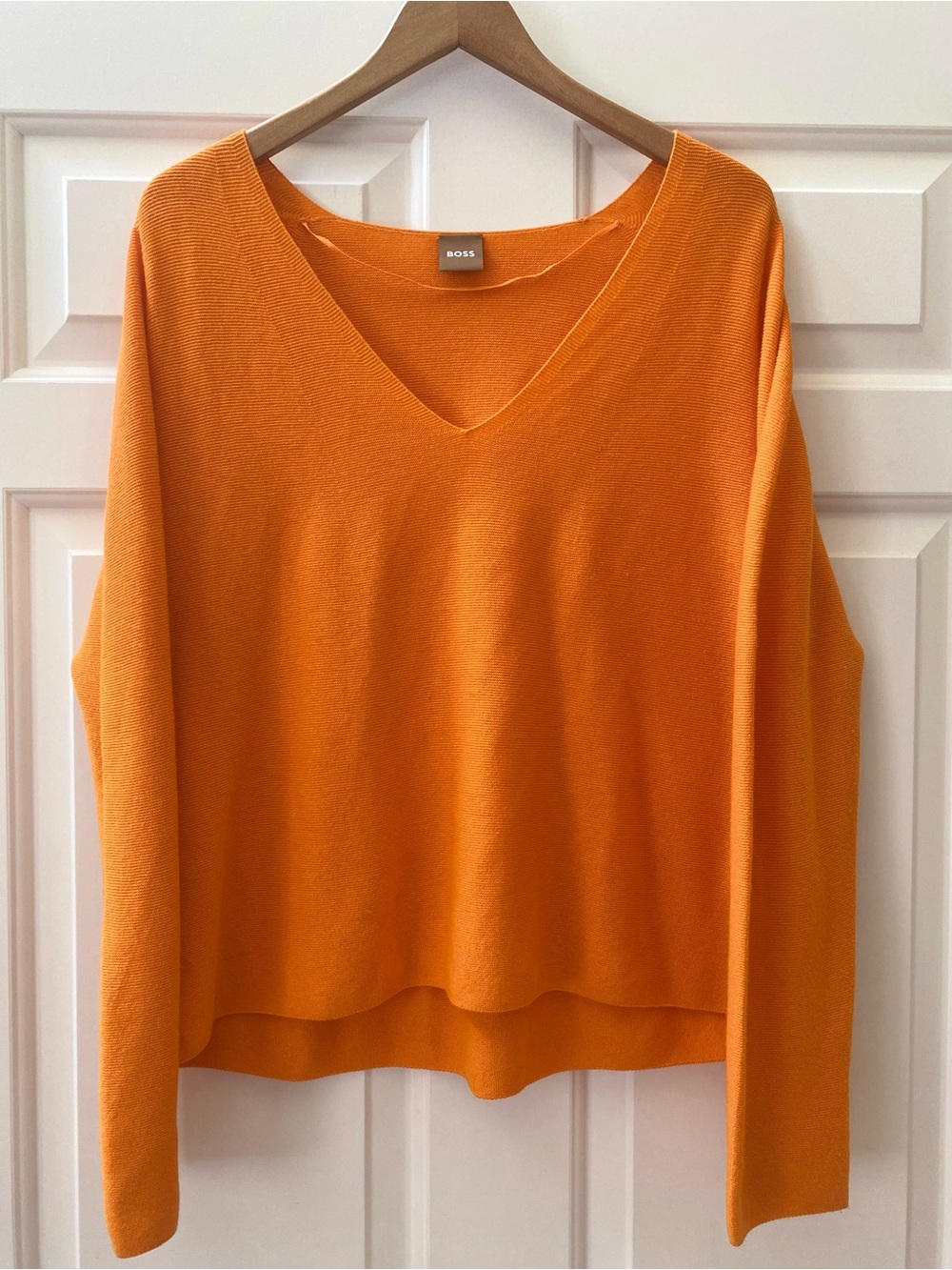 Boss Sweater Women’s Orange Cotton Cashmere Blend Sweater Hugo Boss Large